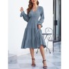 Coolmee Women's Bohemian Dress Casual Long Sleeve V Neck Dress Floral Flowy Maxi Dresses Tiered Cocktail Dress - 2 of 4