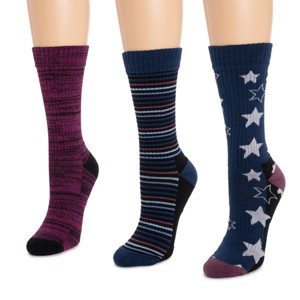 MUK LUKS Womens 3 Pack Cotton Compression Crew Socks - 1 of 3
