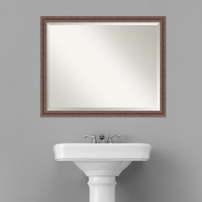 Distressed Rustic Brown Wood Rectangular Bathroom Vanity Mirror
