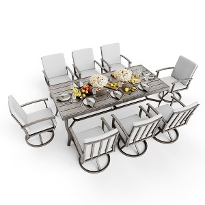 HAPPATIO 9 Piece Aluminum Patio Dining Set, Outdoor Dining Table and Chairs Set - 1 of 4