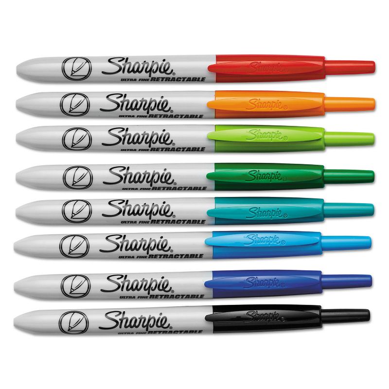 Sharpie Retractable Permanent Marker Ultra Fine Tip Assorted Colors 8/Set 1742025, 2 of 7