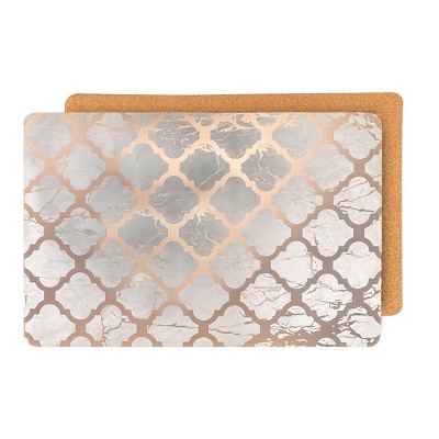 Rose Gold and Marble Vinyl Trellis Design Placemats Set of 2