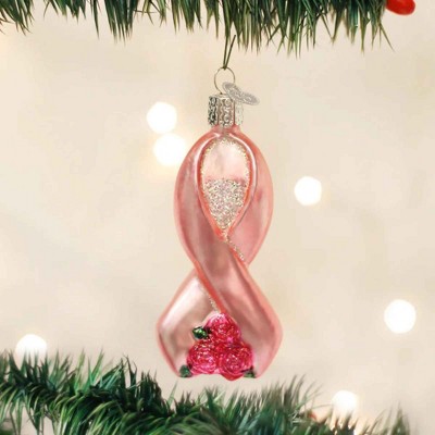 Old World Christmas 3.5 Inch Ribbon With Roses Christmas Tree Ornament , Breast Cancer Pink Ornament (1PC) - Thumbnail 4