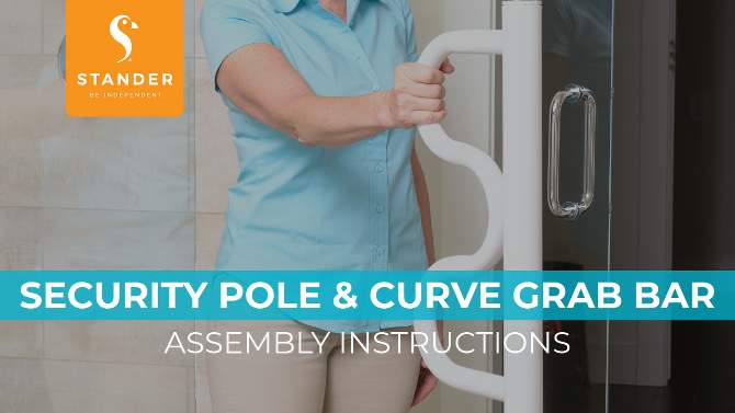 Stander Security Pole and  Curve Grab Bar - Iceberg White, 2 of 9, play video