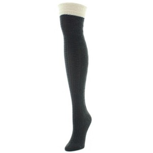 Memoi Women's Dot and Braid Wool Blend Over The Knee Sock - 1 of 2