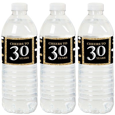 Big Dot of Happiness Adult 30th Birthday - Gold - Birthday Party Water Bottle Sticker Labels - Set of 20