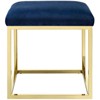 Modway Anticipate Velvet Round Ottoman – Navy Upholstery with Gold Base, Glam Modern Footrest or Extra Seat for Home - 3 of 4