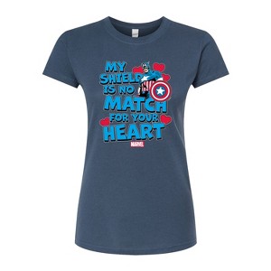 Women's - Marvel - Captain America My Shield Valentine Juniors Fitted Graphic T-Shirt - 1 of 3