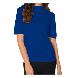 Women's Short Sleeve Mock Neck Top - Angel Apparel - 1 of 2