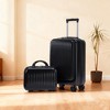 14"/20" 2 Pcs/Set ABS Spinner Wheel Luggage, Front Opening, Combination Lock, Cosmetic Case, Black -- Frevyn - 2 of 4