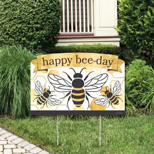 Big Dot of Happiness Little Bumblebee - Bee Birthday Party Yard Sign Lawn Decorations - Happy Birthday Party Yardy Sign - 1 of 4