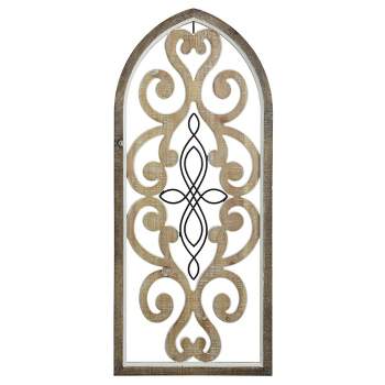 Traditional Screen Wood and Metal Wall Sculpture Brown - StyleCraft