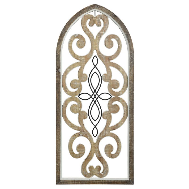 Traditional Screen Wood and Metal Wall Sculpture Brown - StyleCraft, 1 of 7