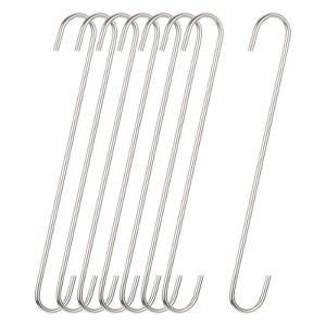Unique Bargains Steel Extra Long Garden Bathroom Kitchen S Shape Hooks and Hangers 8 Pcs - 1 of 4