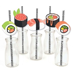 Big Dot of Happiness Let's Roll - Sushi - Paper Straw Decor - Japanese Party Striped Decorative Straws - Set of 24 - 1 of 4