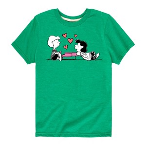 Boys' - Peanuts - Lucy And Schroeder Heart Thoughts Short Sleeve Graphic T-Shirt - 1 of 4