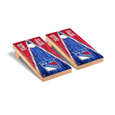 NHL New York Rangers Premium Cornhole Board Weathered Triangle Version