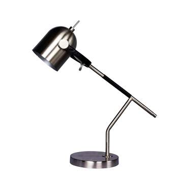 Wrapped Black Leather & Brushed Metal Desk Lamp Steel - Fangio Lighting