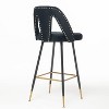 Velvet Bar Stools with Back Support and Footrest, Modern Upholstered Kitchen Island Chairs, Wide Wide Cushion Counter Stools for Bar Cafe, Set of 2 - 3 of 4