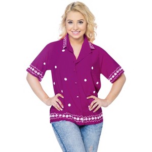 LA LEELA Womens's Casual Blouse Shirt Blouses Button Down Short Sleeve Dress Tops Tee Shirts Hawaiian Dresses for Women - 1 of 3