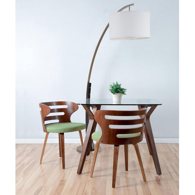 FC Design 71.5" Tall Drum Shade Arched Floor Lamp with Unique Black Wood Pole and Metal Base, 3 of 11