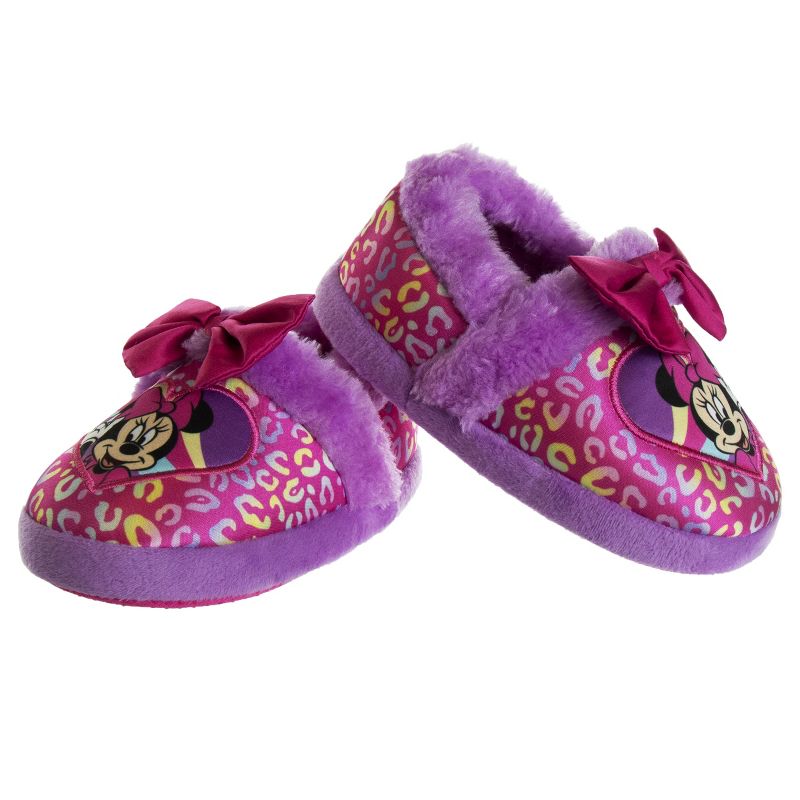 Disney Kids Girl's Minnie Mouse Slippers - Plush Lightweight Warm Comfort Soft Aline House Slippers - Fuchsia Purple (size 5-12 Toddler/Little Kid), 3 of 9