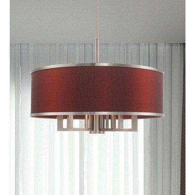 Park Ridge Brushed Nickel 7-Light Chandelier with Red Wine Fabric Shade