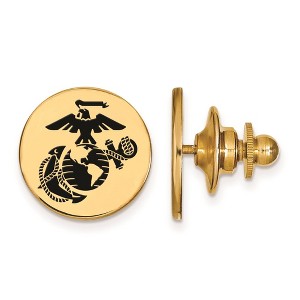 Black Bow Jewelry SS 14k Yellow Gold Plated U.S. Marine Corps Epoxy Disc Lapel Pin - 1 of 3