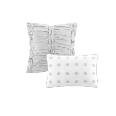 Gray Cotton Jacquard Twin Duvet Cover Set with Shams and Pillows