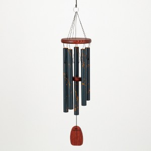 Woodstock Chimes Marble Wind Chime Satin Green Gold Vein 24" - 1 of 4