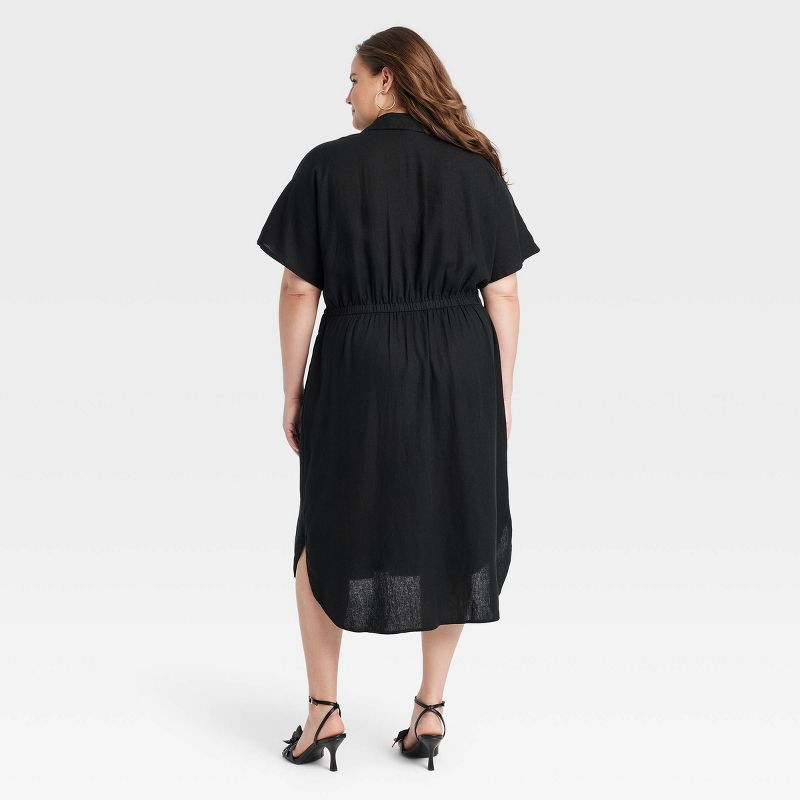 Women's Short Sleeve Linen Midi Shirtdress - A New Day™, 3 of 11