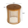 FONTOI End Table Natural Rattan Weave Round End Table Compact Wooden Accent Side Table for Bedroom and Lounge, Ochre, 15.7"*15.7"*17.8" - 4 of 4