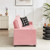 KWPZQEB 83.86" Snowfleece Fabric Sofa, 3 Seater Sofa with Cup Holders, Modern Deep Seat Sofa with Upholstered & Wide Armrests for Living Room, Pink - 4 of 4