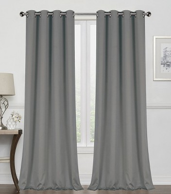 GoodGram 2 Pack Basic Solid Colored Semi Blackout Grommet Top Curtain Panels