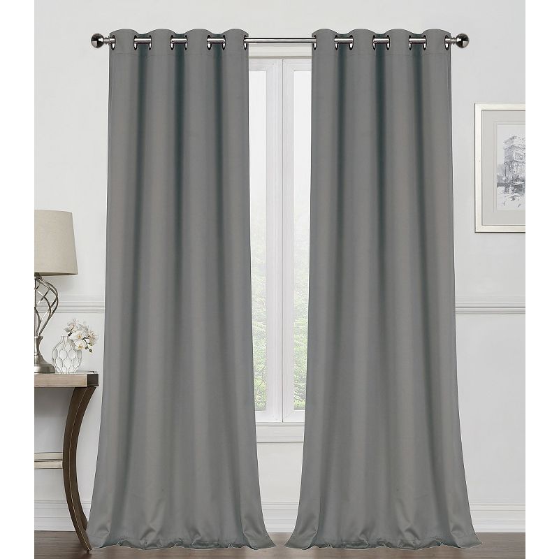 GoodGram 2 Pack Basic Solid Colored Semi Blackout Grommet Top Curtain Panels, 1 of 2