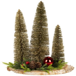 Northlight Trio of Bottle Brush Trees Christmas Decoration - 10.25" - 1 of 4