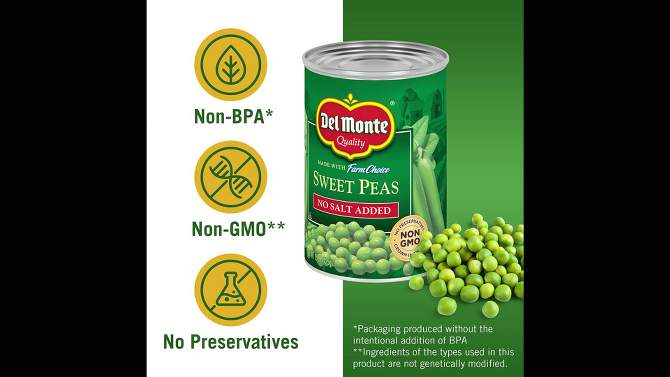 Del Monte No Salt Added Sweet Peas - 15oz, 2 of 5, play video