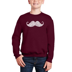 LA Pop Art Ways To Style A Moustache - Boy's Word Art Crewneck Sweatshirt - 1 of 3