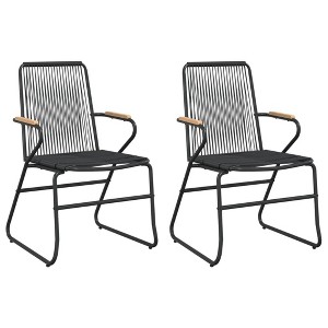 vidaXL Patio Chairs 2 pcs Black 22.8"x23.2"x33.7" PVC Rattan - 1 of 4