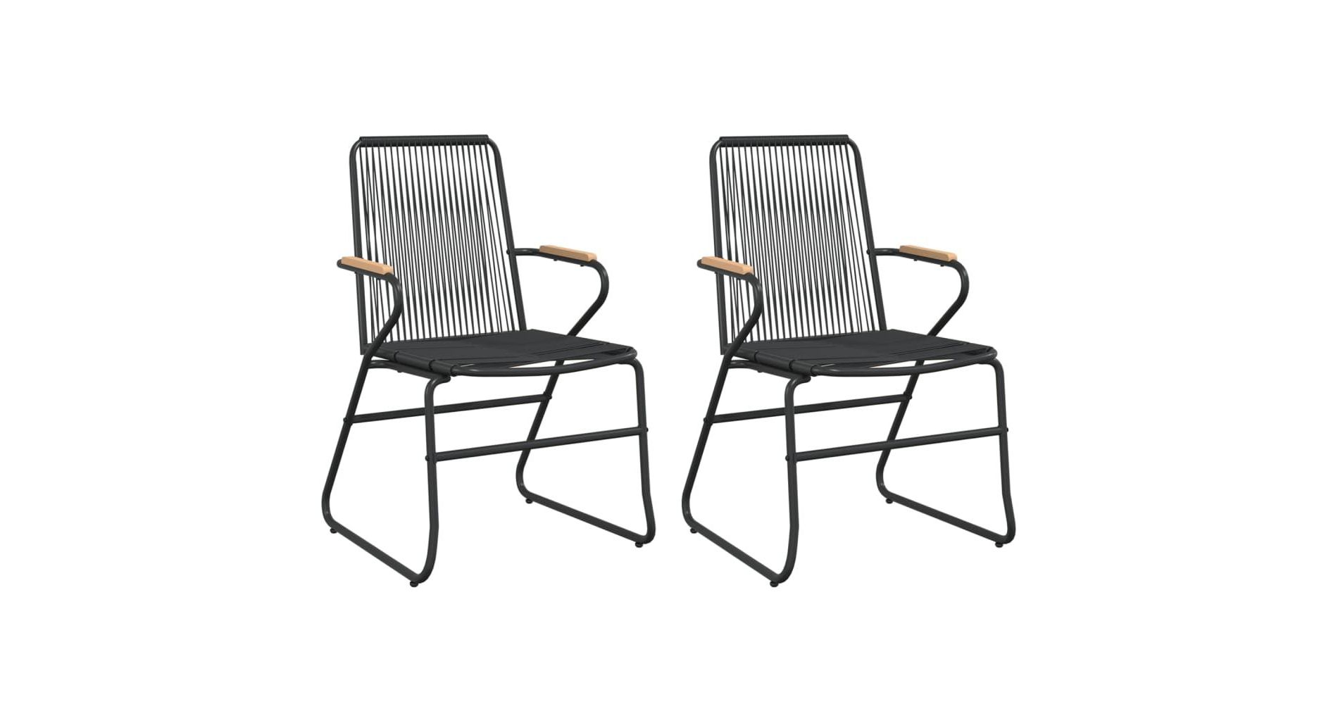 vidaXL Patio Chairs 2 pcs Black 22.8"x23.2"x33.7" PVC Rattan