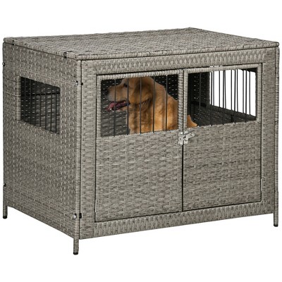 Pawhut Wooden Dog Crate Furniture Wire Pet Cage Kennel, End Table With  Double Doors, And Locks, For Medium And Large Dog House Indoor Use : Target