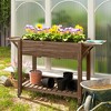 Aghana Digitals Elevated Fir Wood Planter Box with Lockable Wheels, Foldable Side Tables, Bottom - 3 of 4