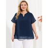 Agnes Orinda Women's Plus Size Pin Dots Notched V-Neck Dressy Trendy Fashion Casual Summer Blouses - 4 of 4