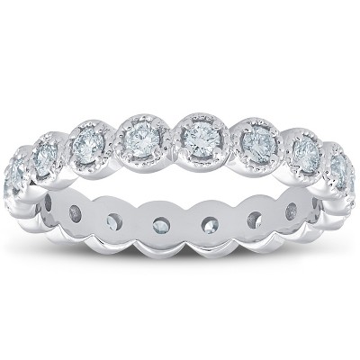 Pompeii3 3/4ct Staclable Diamond Wedding Vintage Eternity Ring 14k White Gold