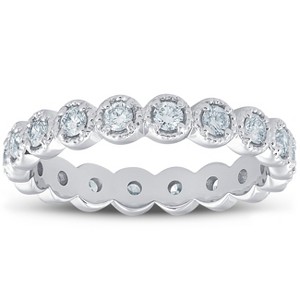 Pompeii3 3/4ct Staclable Diamond Wedding Vintage Eternity Ring 14k White Gold - 1 of 4