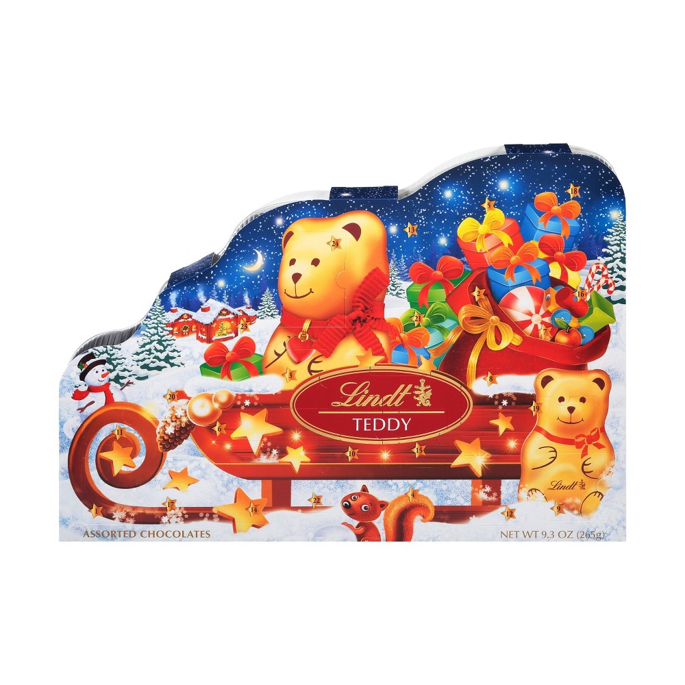 Lindt TEDDY Sleigh Assorted Chocolate Candy Advent Calendar, Box of Assorted Chocolates, 9.3 oz. ( Best By 03 /31/2024 ) 