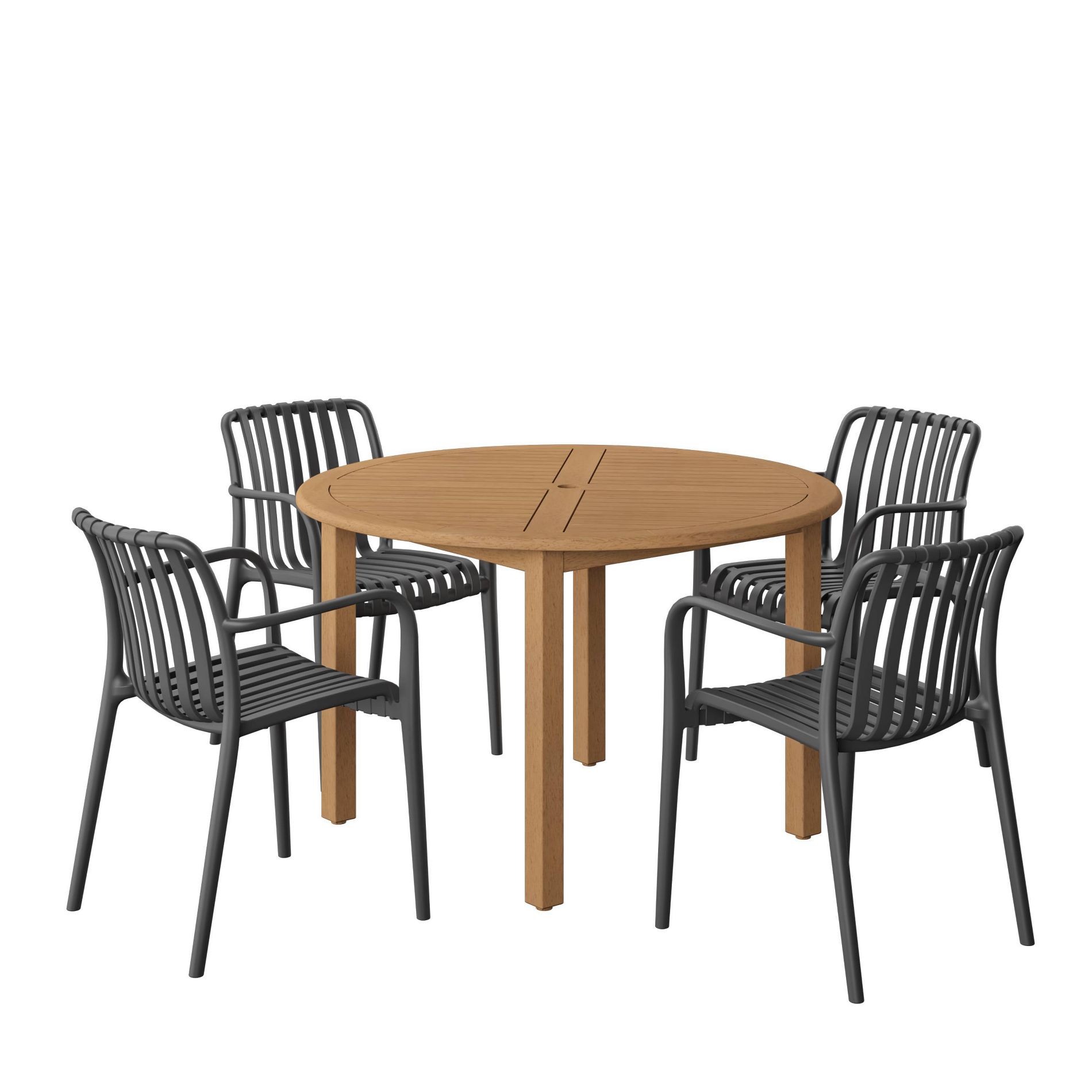Amazonia Beijo 5pc Round Outdoor Patio Dining Set Black