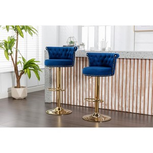 Okak Swivel Bar Stools Set of 2, Adjustable Counter Height Chairs with Footrest and Metal Legs, for Kitchen Island, Dining Room - 1 of 4