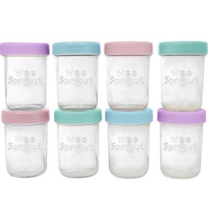 WeeSprout Glass Baby Food Storage Jars with Lids, Reusable Small Containers, 8 oz, 8 Pack - 1 of 4