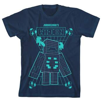 Minecraft Warden Distortion Clash Trend Graphic Youth Boys Navy T-Shirt